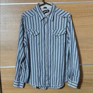 Billabong Men's Sz Large Slim Fit Striped blue Shirt surfer western vintage